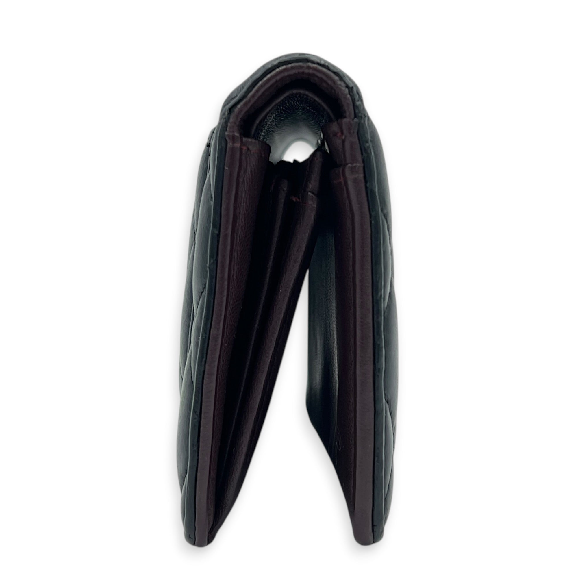 CC Wallet Black in Lambskin, Silver hardware
