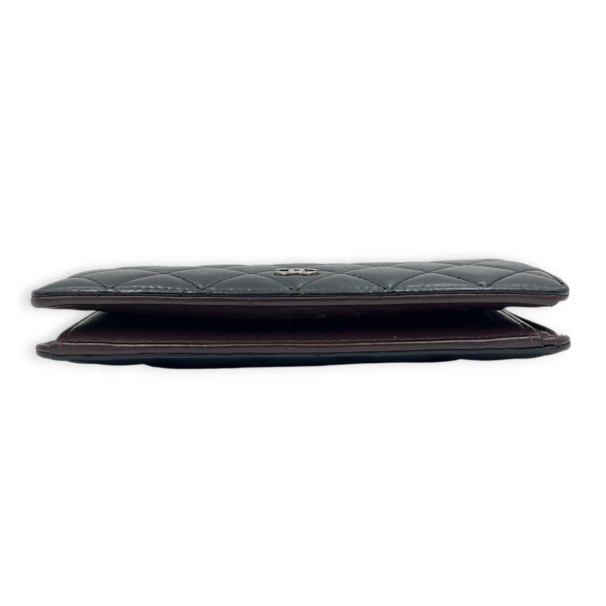 CC Wallet Black in Lambskin, Silver hardware