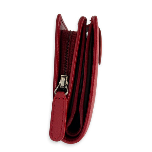 Camelia Wallet Red in Calfskin, Silver hardware