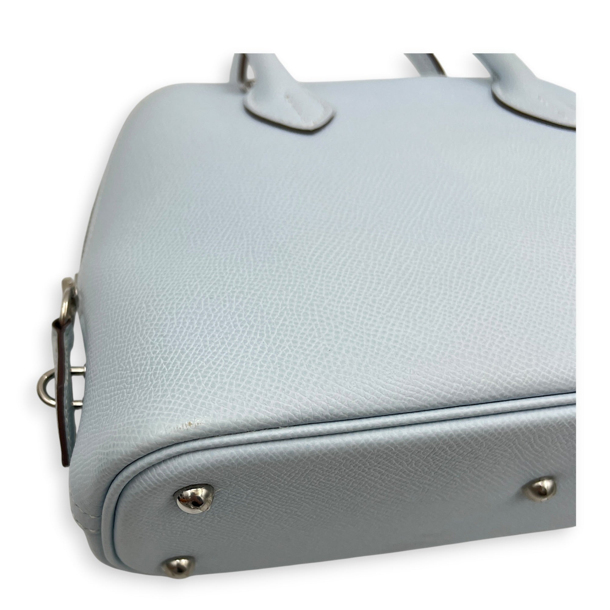 Bolide 25 Bleu Brume Top Handle Bag in Epsom, Palladium hardware