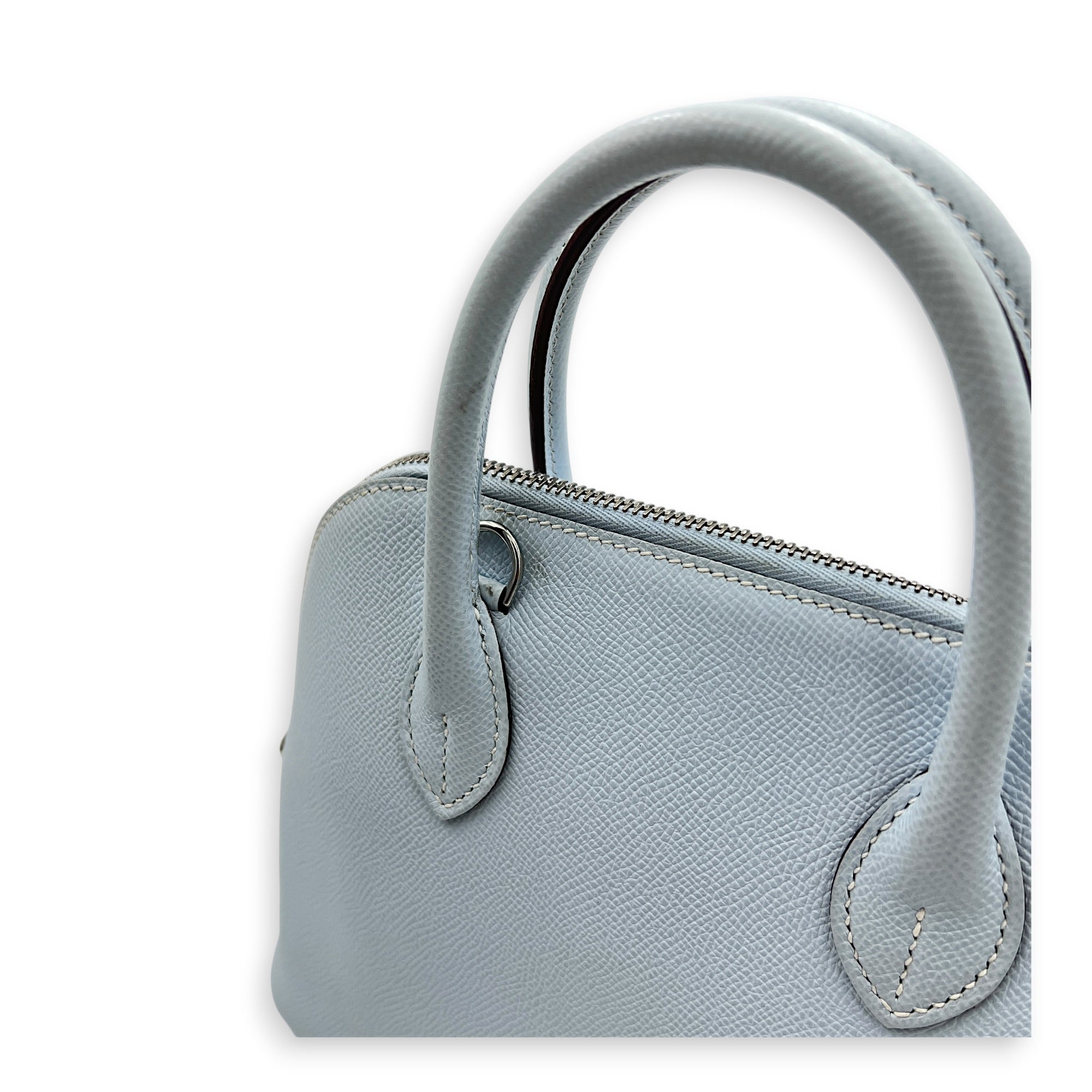 Bolide 25 Bleu Brume Top Handle Bag in Epsom, Palladium hardware