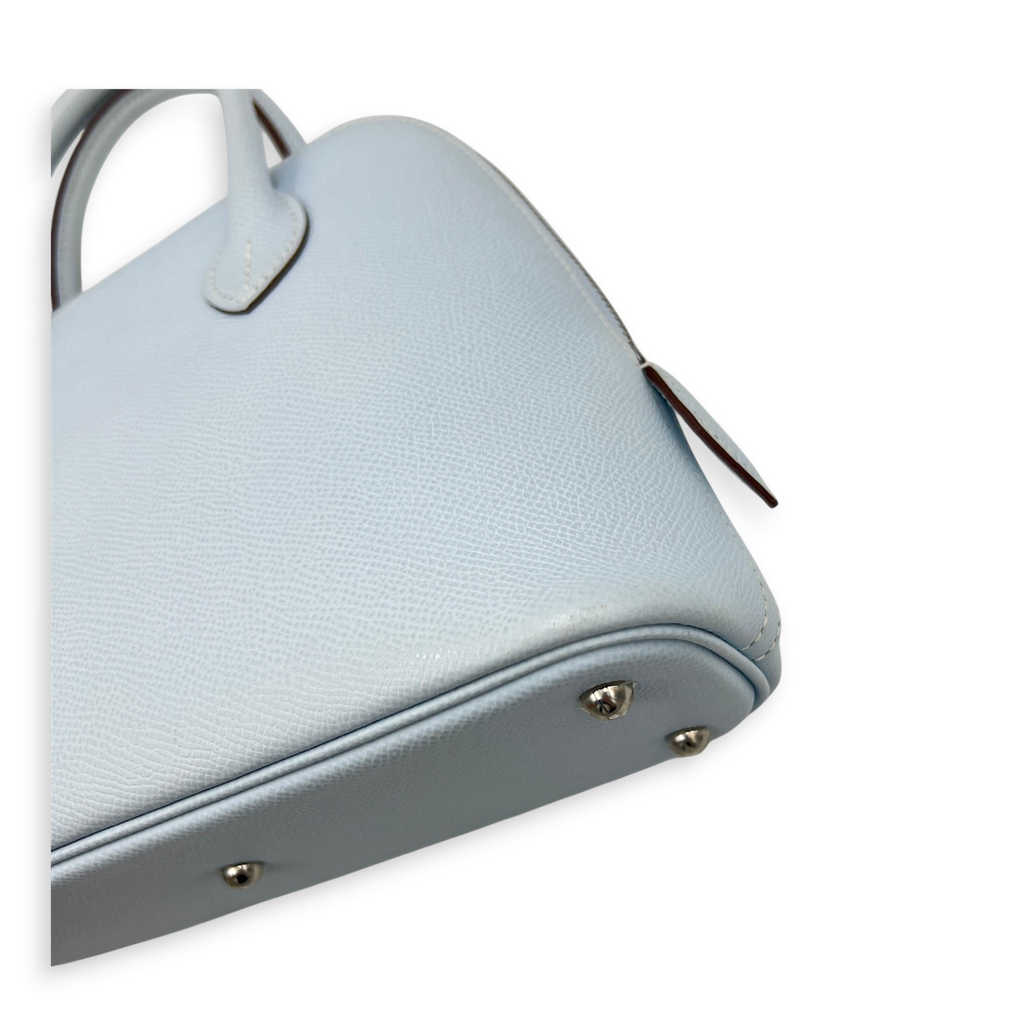Bolide 25 Bleu Brume Top Handle Bag in Epsom, Palladium hardware