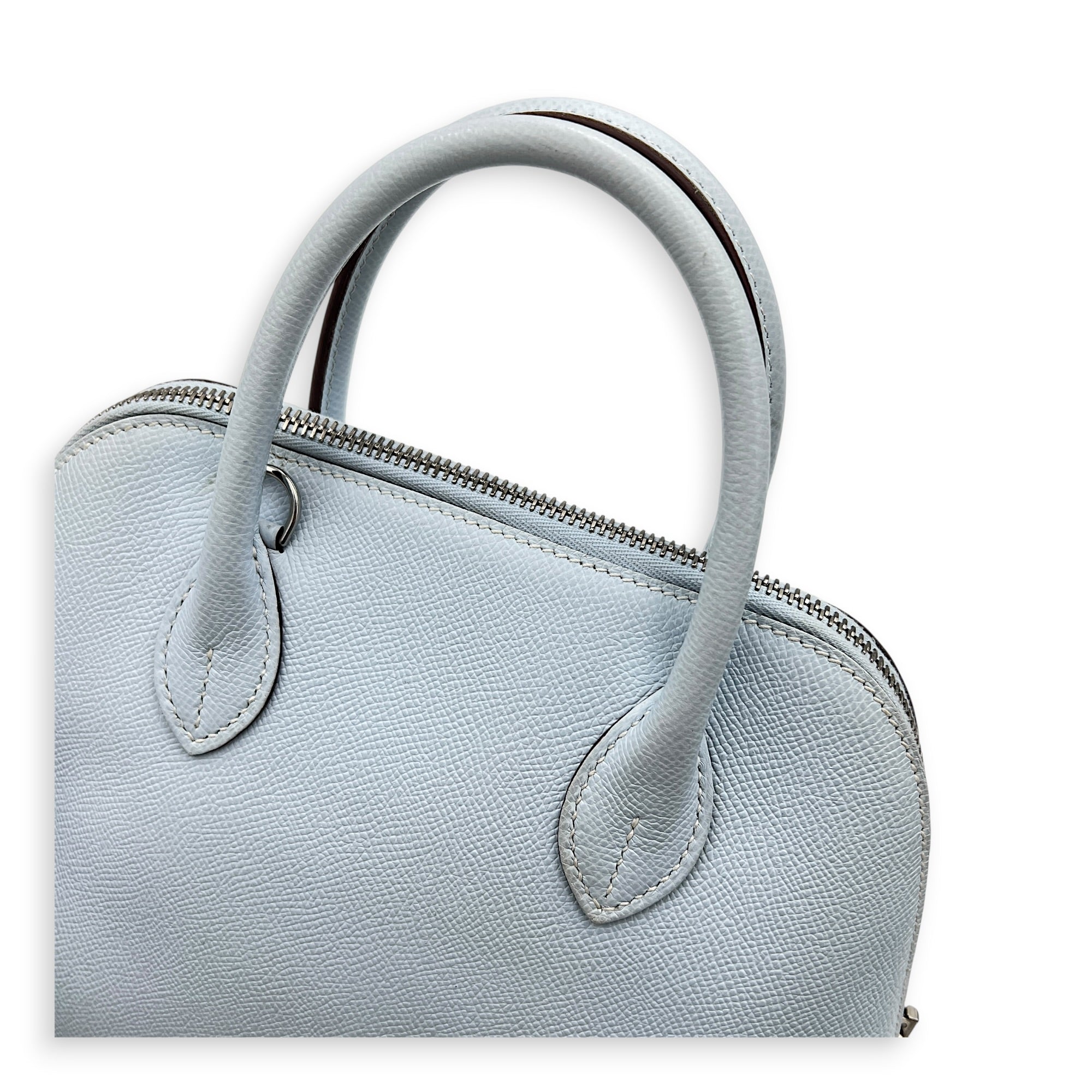 Bolide 25 Bleu Brume Top Handle Bag in Epsom, Palladium hardware