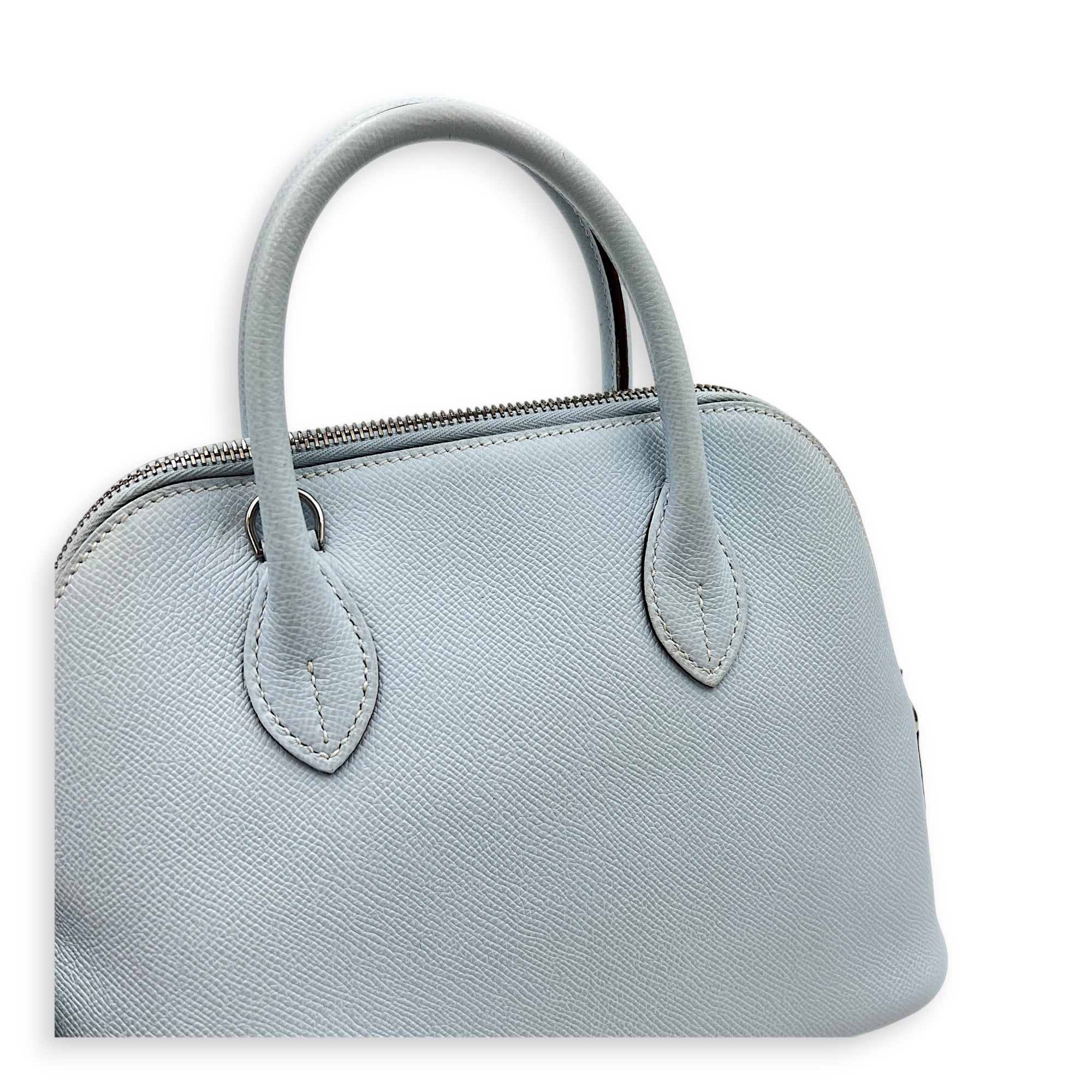Bolide 25 Bleu Brume Top Handle Bag in Epsom, Palladium hardware