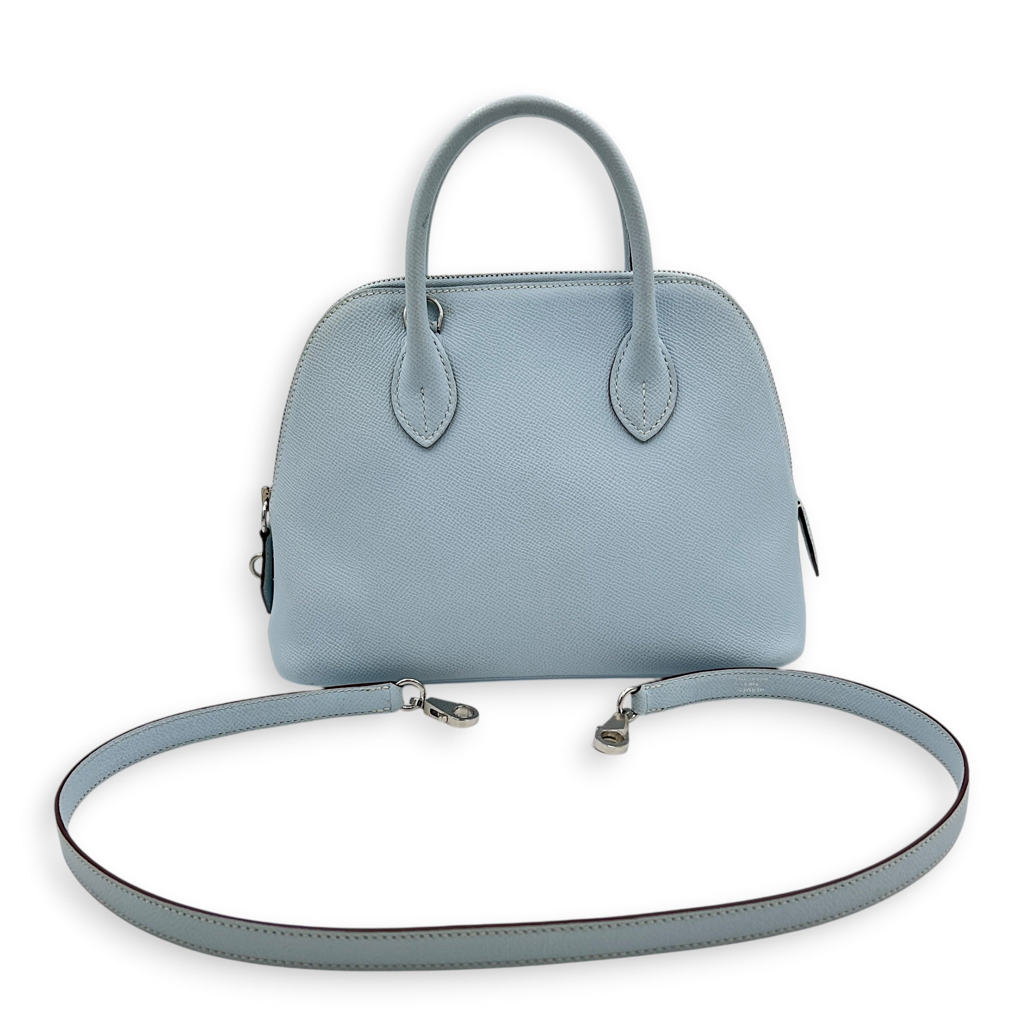 Bolide 25 Bleu Brume Top Handle Bag in Epsom, Palladium hardware
