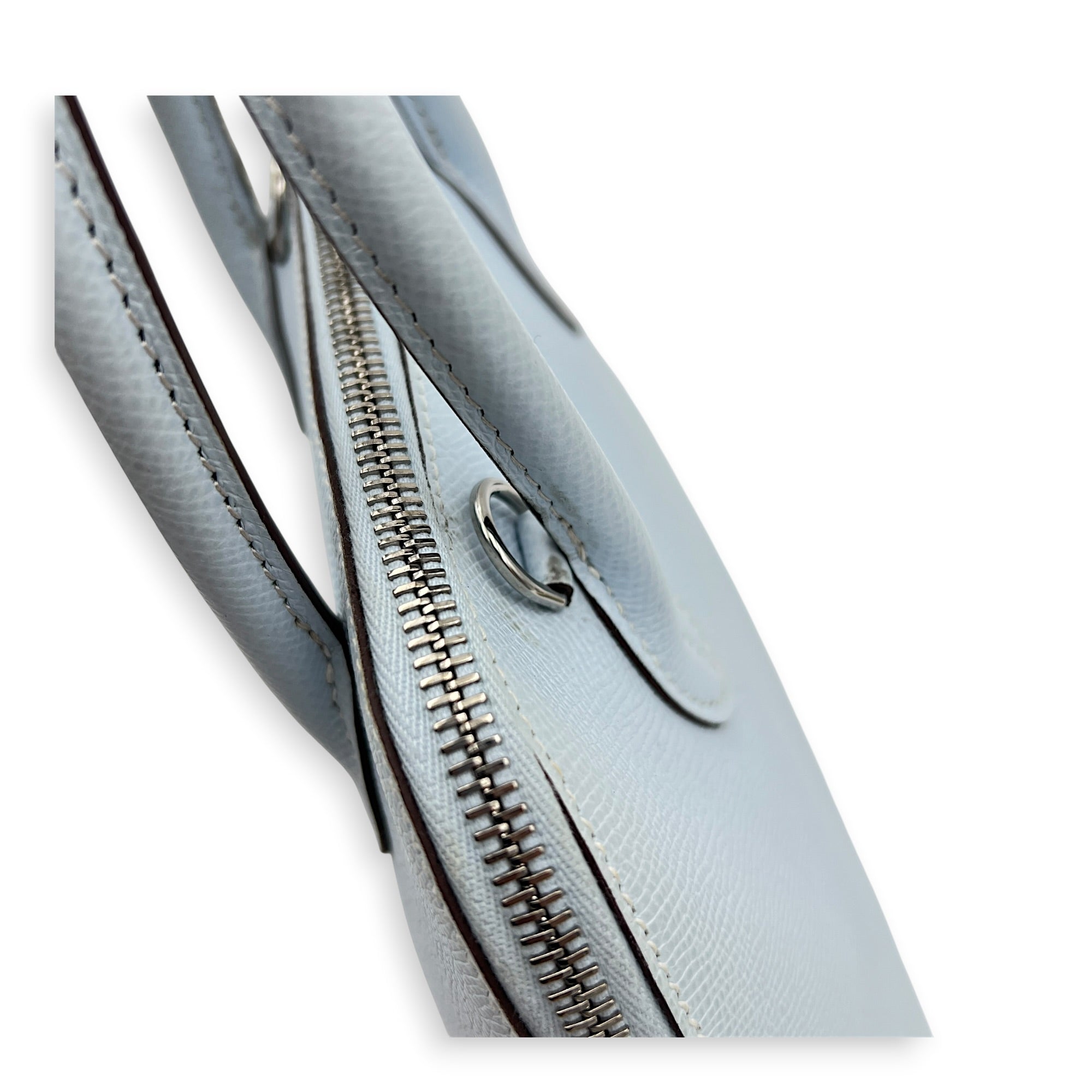 Bolide 25 Bleu Brume Top Handle Bag in Epsom, Palladium hardware