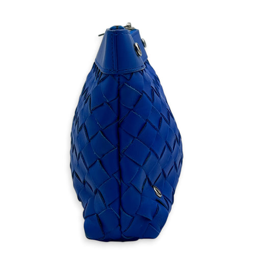 Intrecciato Backpack Blue in Calfskin, Silver hardware