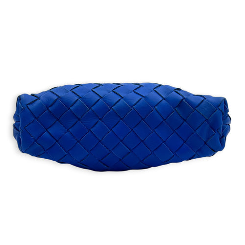 Intrecciato Backpack Blue in Calfskin, Silver hardware