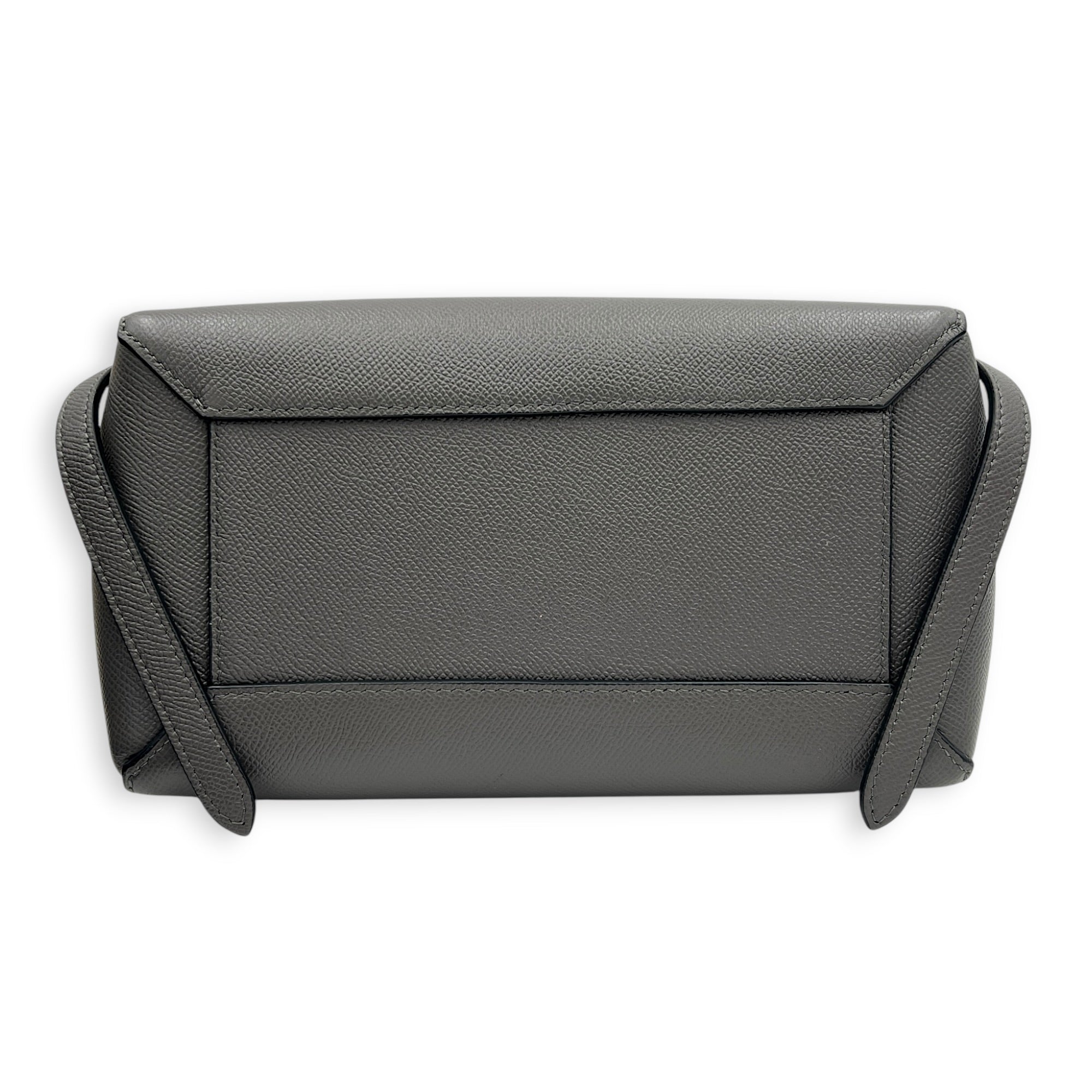 Belt Bag Top Handle Bag Mini Gris Souris in Calfskin, Gold hardware