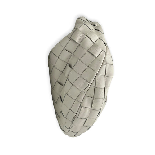Jodie Shoulder Bag Small White/Chalk in Intrecciato Leather, Gold hardware