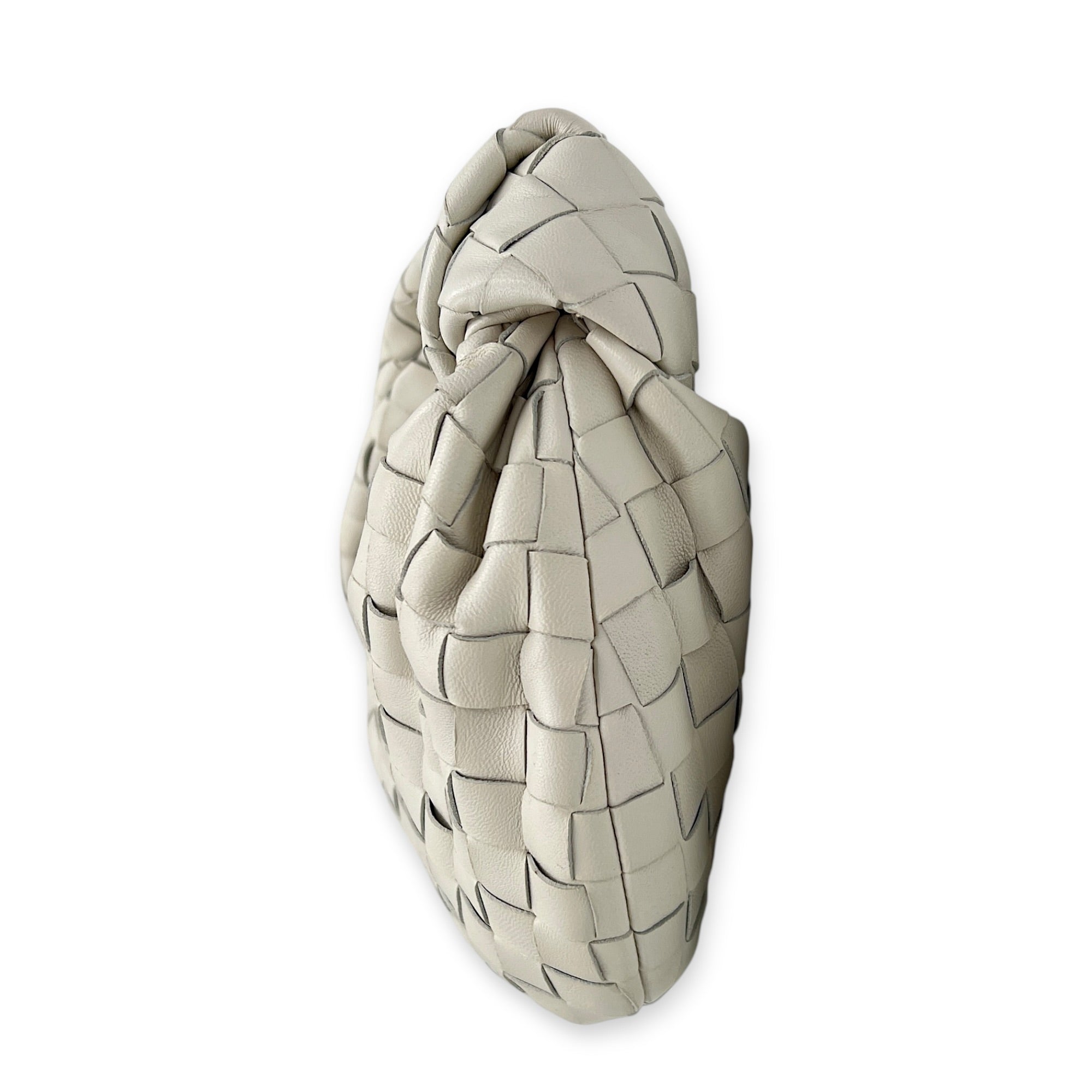 Jodie Shoulder Bag Small White/Chalk in Intrecciato Leather, Gold hardware