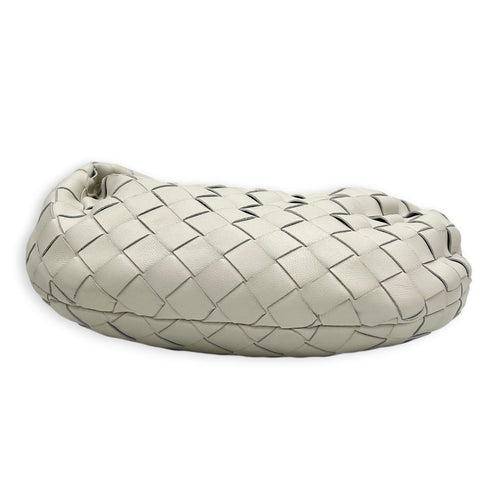 Jodie Shoulder Bag Small White/Chalk in Intrecciato Leather, Gold hardware