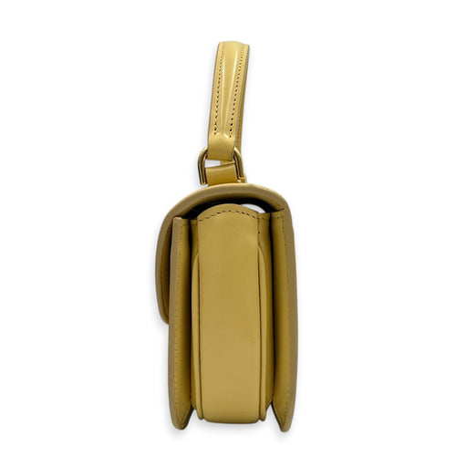 Triomphe Top Handle Bag Yellow in Calfskin, Gold hardware