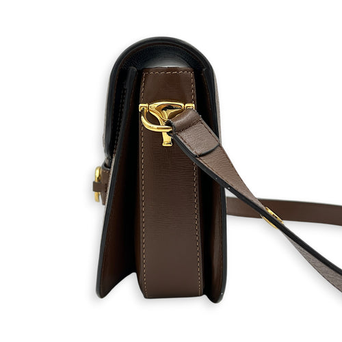 Horsebit 1955 Shoulder Bag Brown in Coated Canvas, Gold hardware
