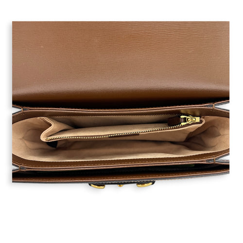 Horsebit 1955 Shoulder Bag Brown in Coated Canvas, Gold hardware