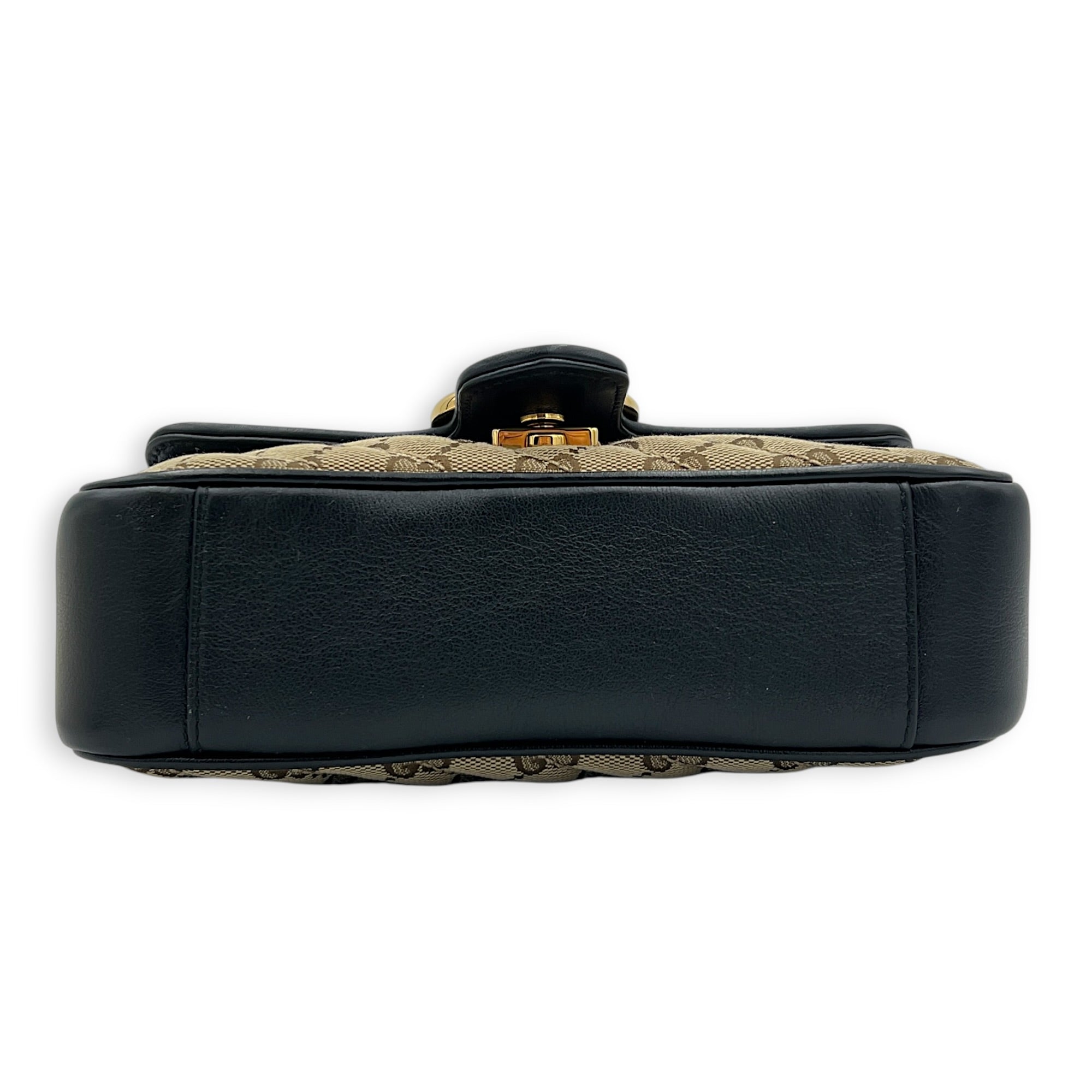 GG Marmont Shoulder Bag Brown in Canvas, Gold hardware