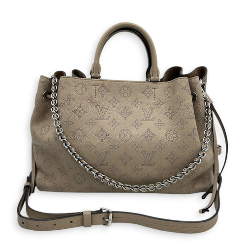 Bella Tote Top Handle Bag Beige in Mahina Leather, Silver hardware