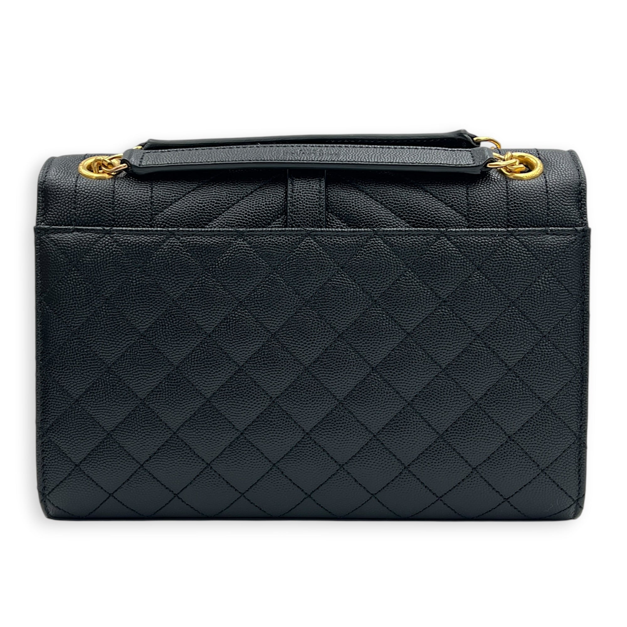 Envelope Shoulder Bag Medium Black in Caviar Leather, Gold hardware