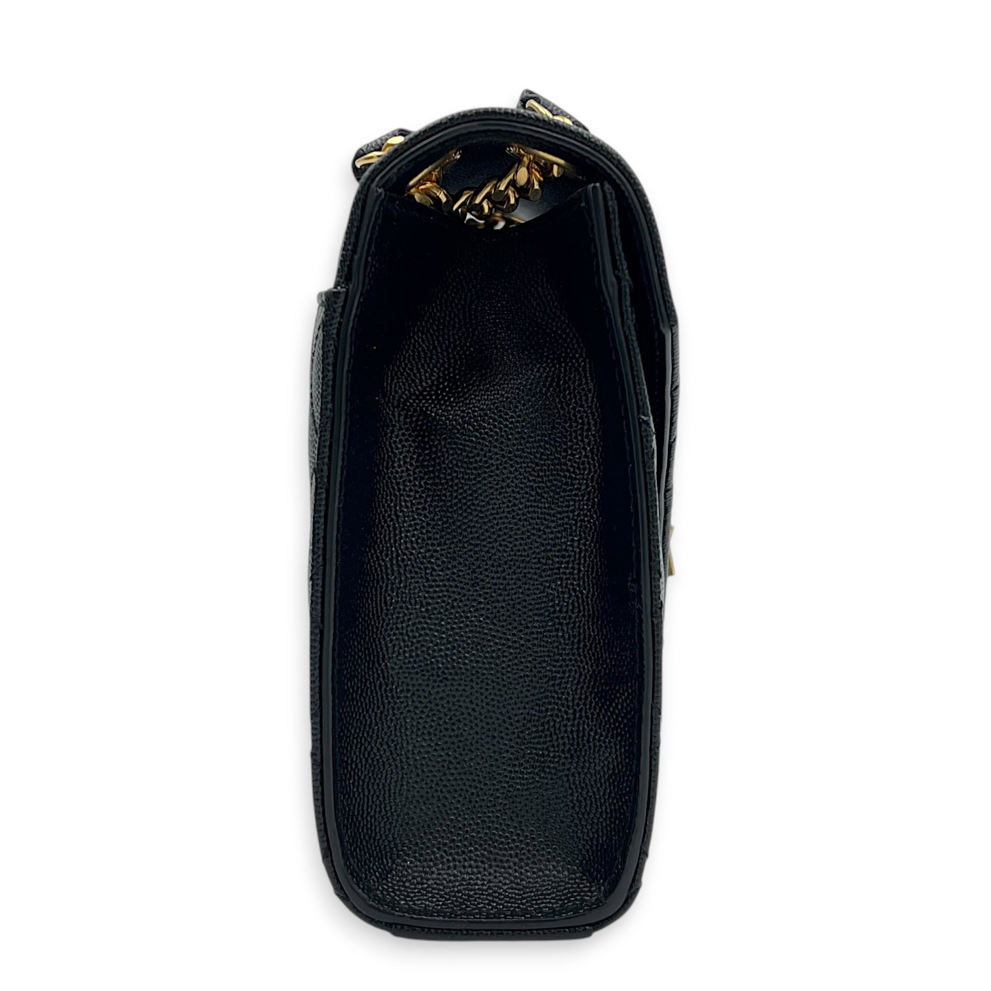 Envelope Shoulder Bag Medium Black in Caviar Leather, Gold hardware