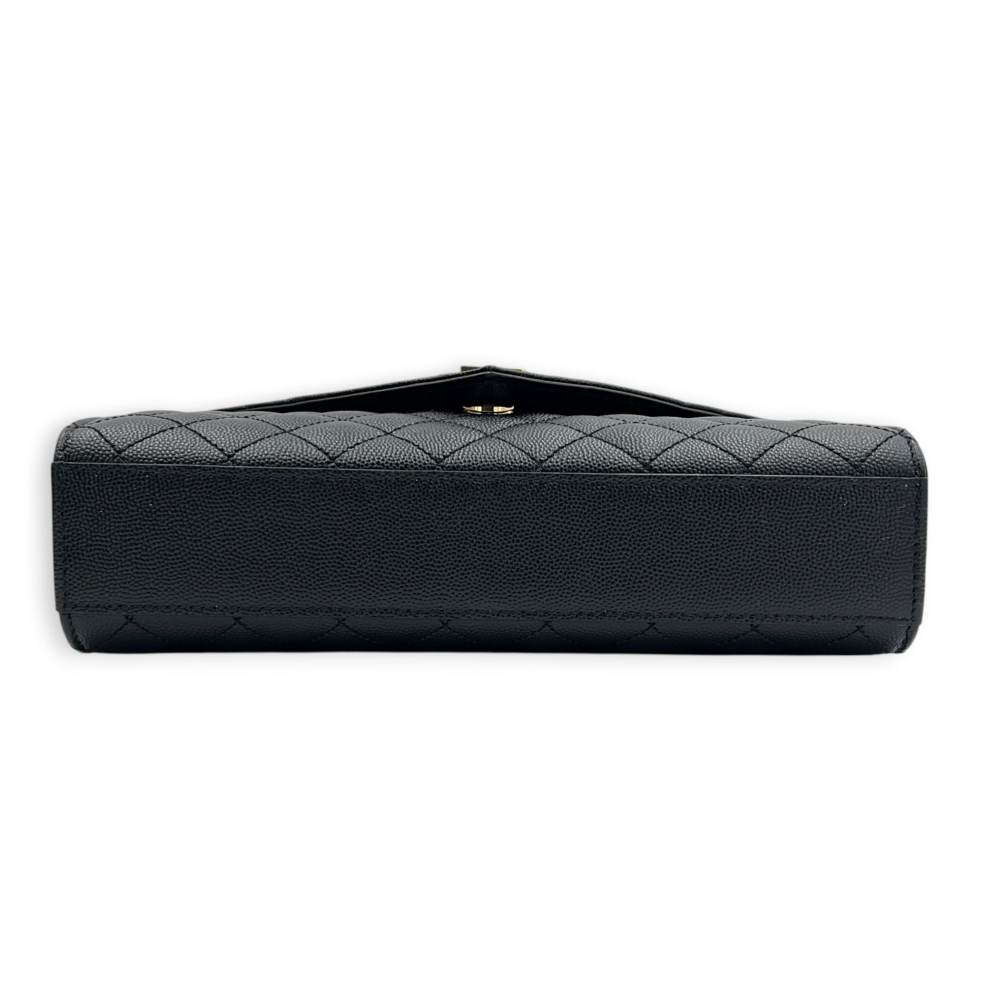 Envelope Shoulder Bag Medium Black in Caviar Leather, Gold hardware