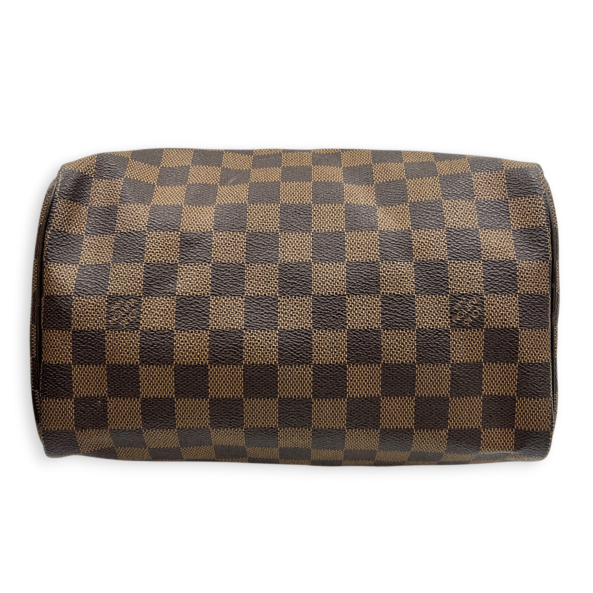 Speedy Top Handle Bag 25 Damier Ebene in Coated Canvas, Gold hardware