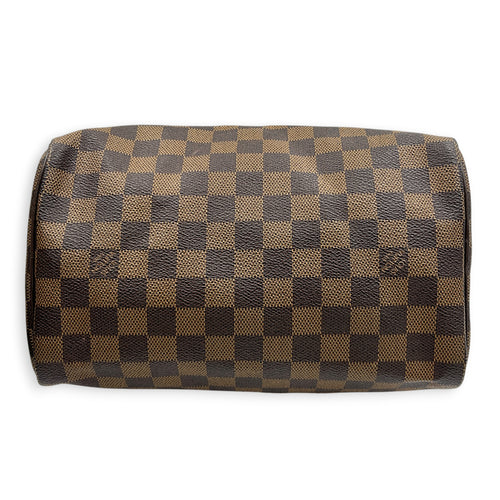 Speedy Top Handle Bag 25 Damier Ebene in Coated Canvas, Gold hardware