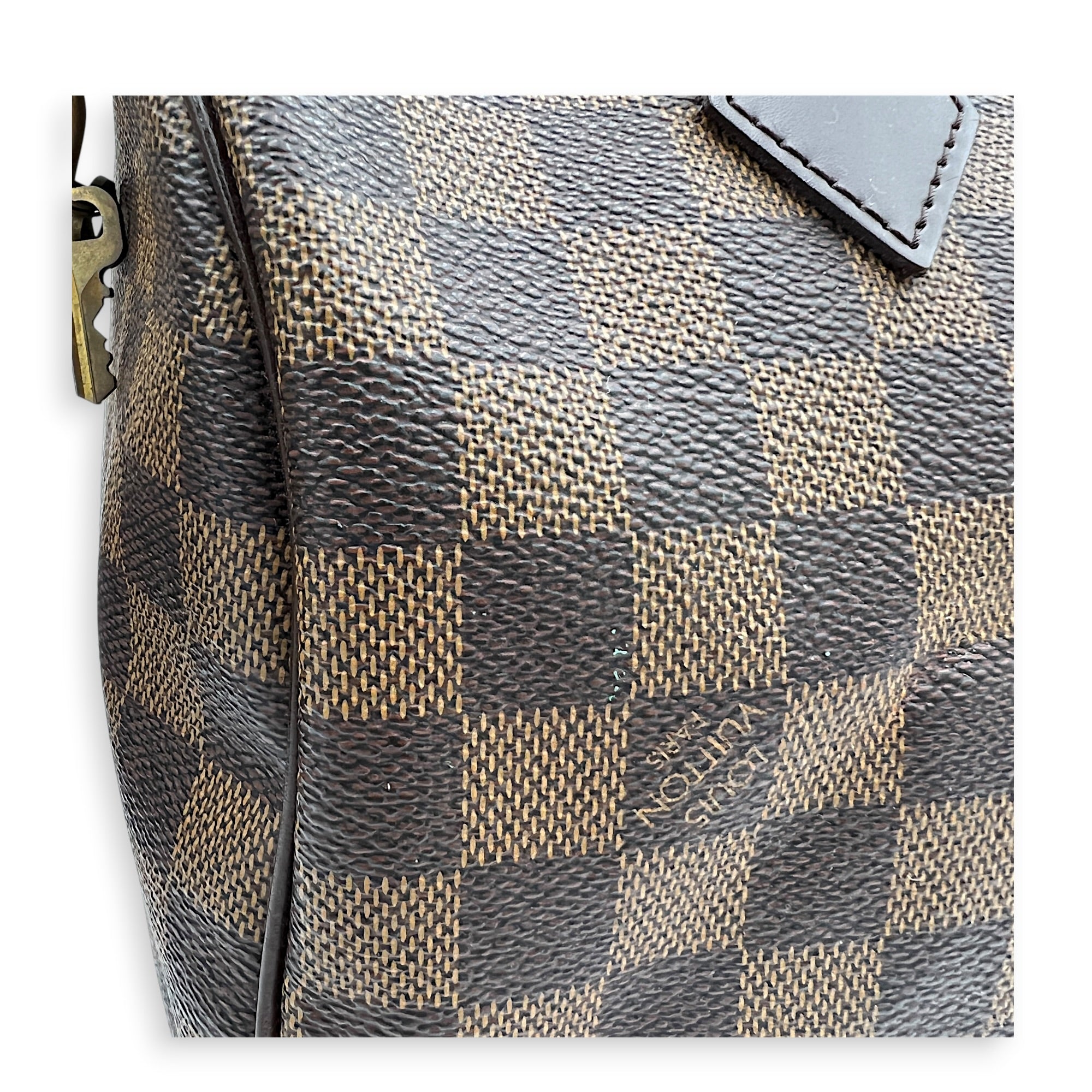 Speedy Top Handle Bag 25 Damier Ebene in Coated Canvas, Gold hardware
