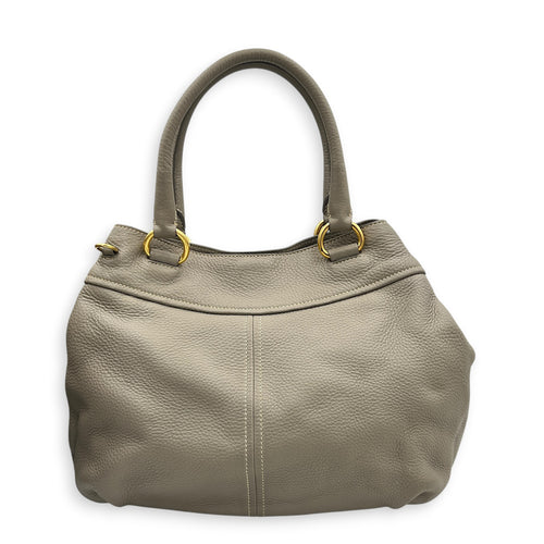 Logo Tote Bag Grey in Calfskin, Gold hardware