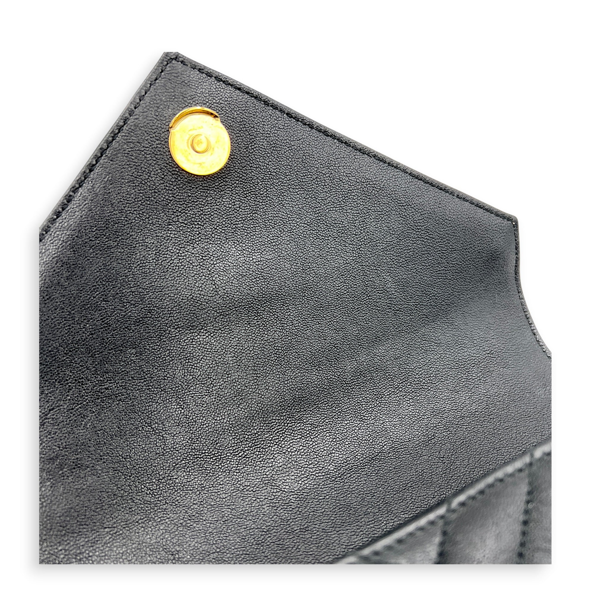 College Shoulder Bag Medium Black in Goat Leather, Gold hardware
