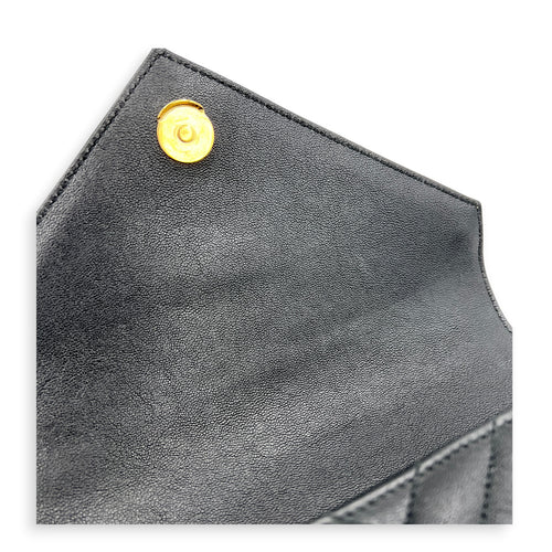 College Shoulder Bag Medium Black in Goat Leather, Gold hardware