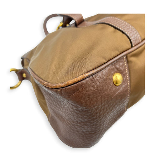 Logo Tote Bag Brown in Nylon, Gold hardware