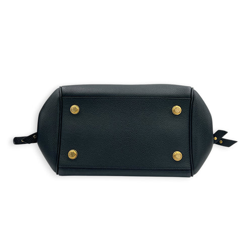 Milla Black Top Handle Bag in Taurillon Leather, Gold hardware