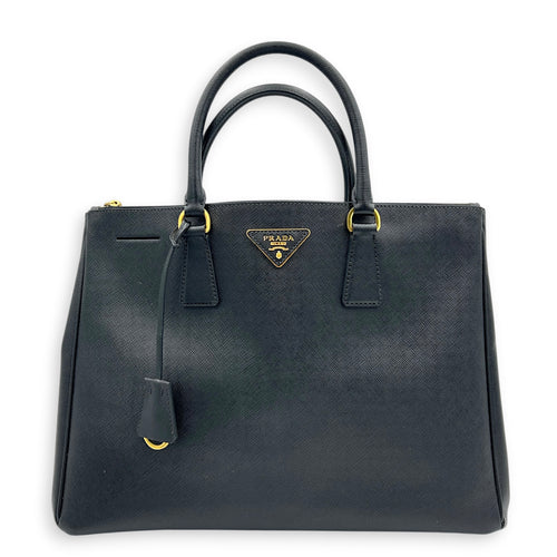 Galleria Top Handle Bag Large Black in Saffiano Leather, Gold hardware