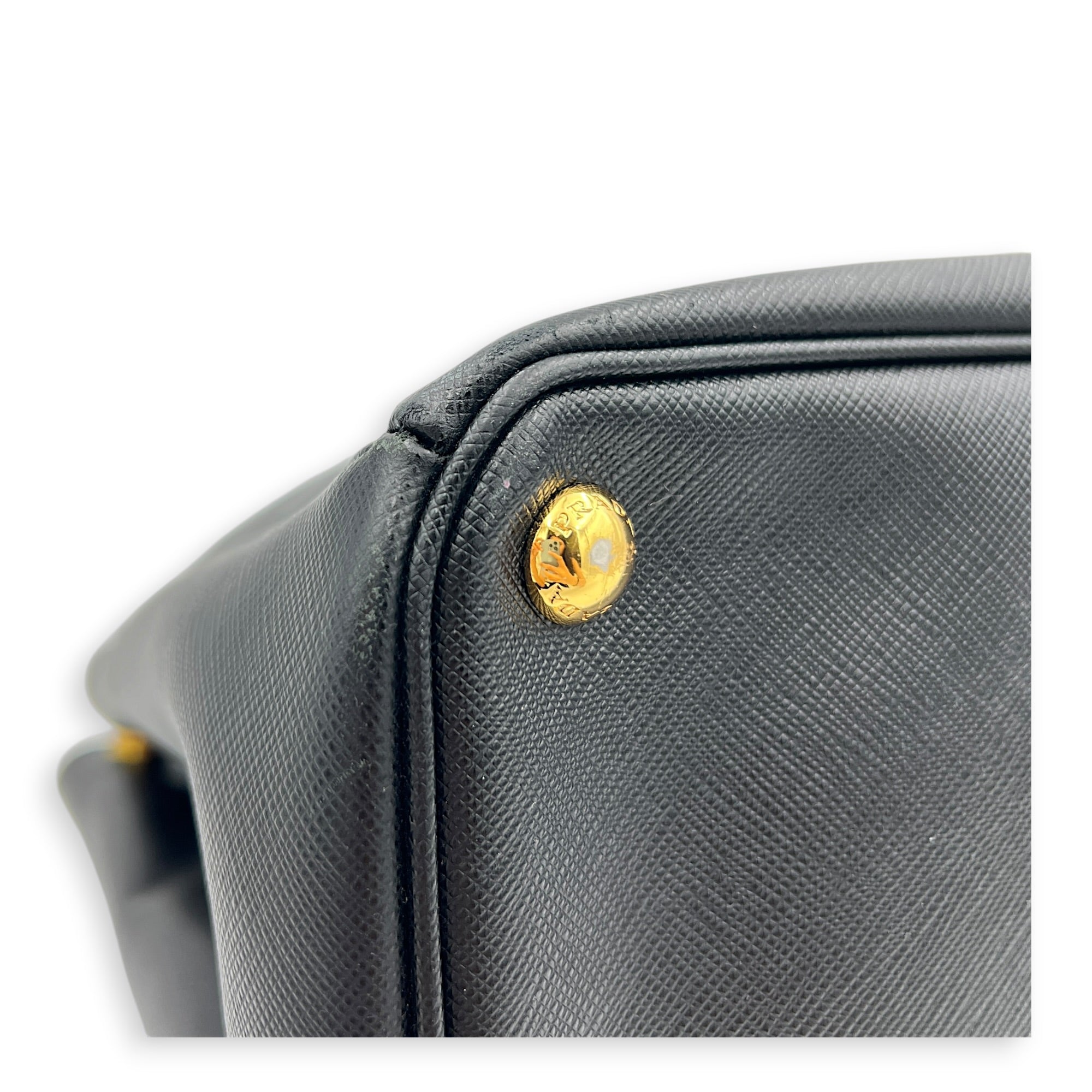 Galleria Top Handle Bag Large Black in Saffiano Leather, Gold hardware