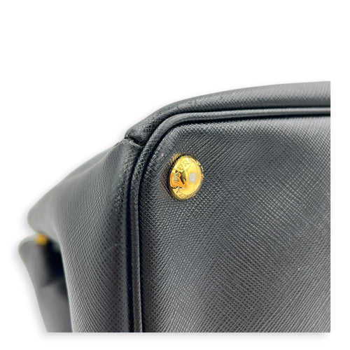 Galleria Top Handle Bag Large Black in Saffiano Leather, Gold hardware