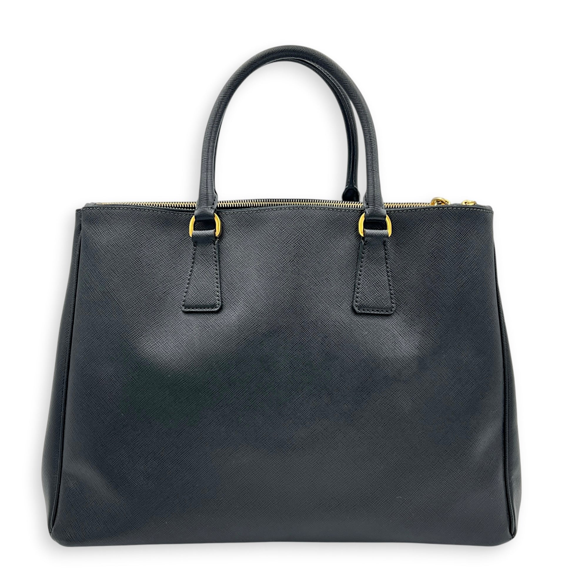 Galleria Top Handle Bag Large Black in Saffiano Leather, Gold hardware