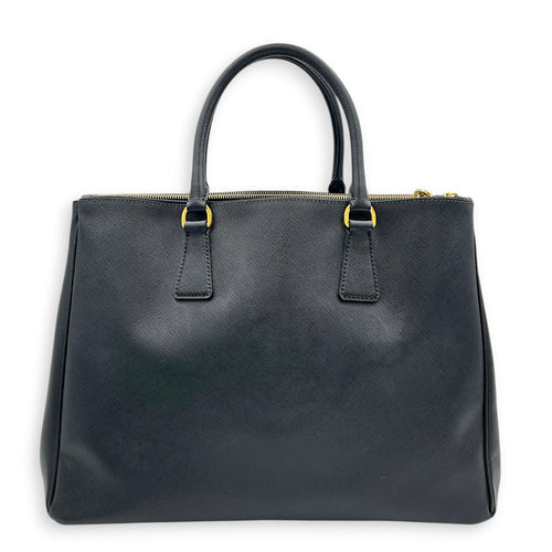 Galleria Top Handle Bag Large Black in Saffiano Leather, Gold hardware