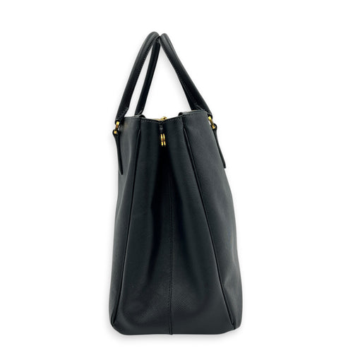 Galleria Top Handle Bag Large Black in Saffiano Leather, Gold hardware