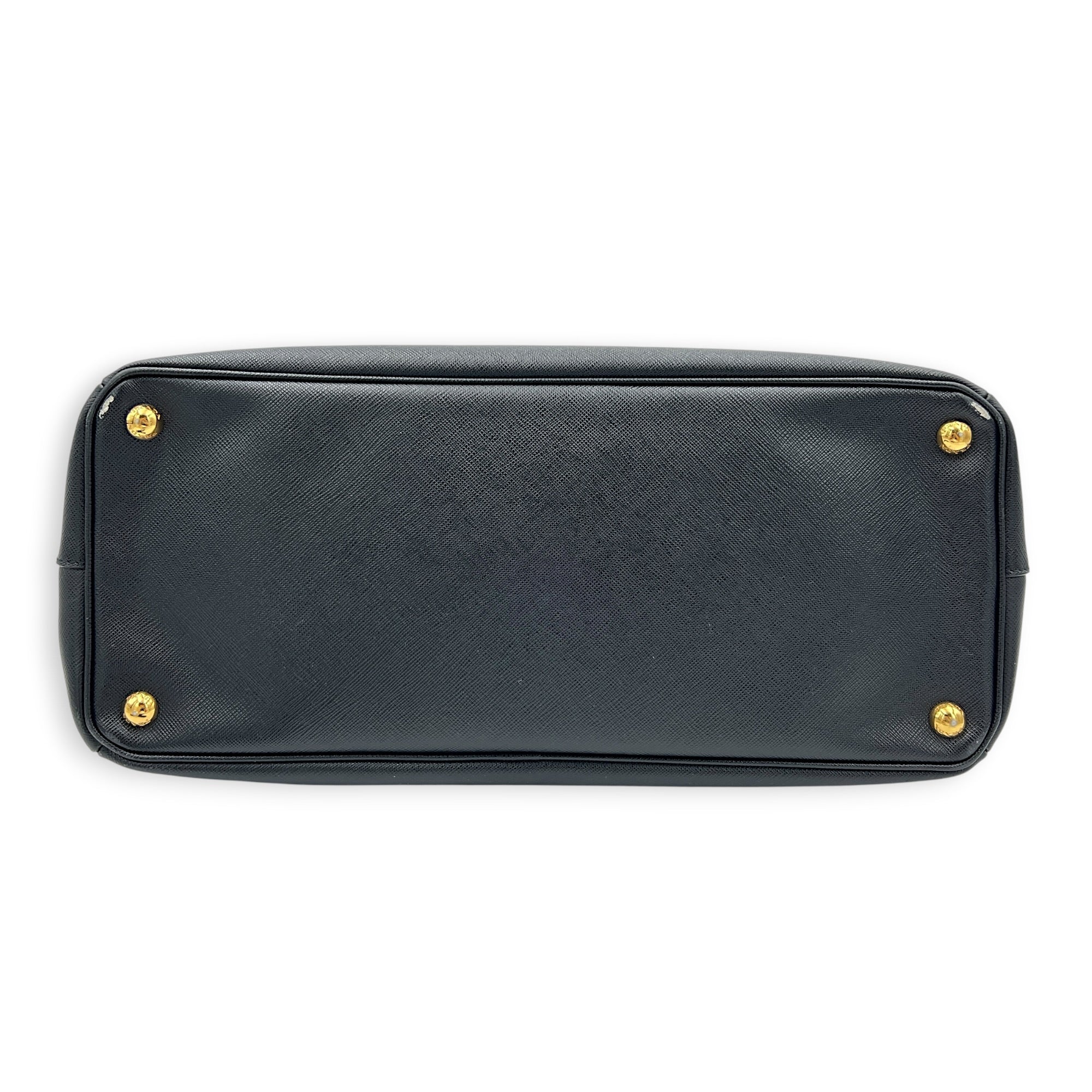 Galleria Top Handle Bag Large Black in Saffiano Leather, Gold hardware