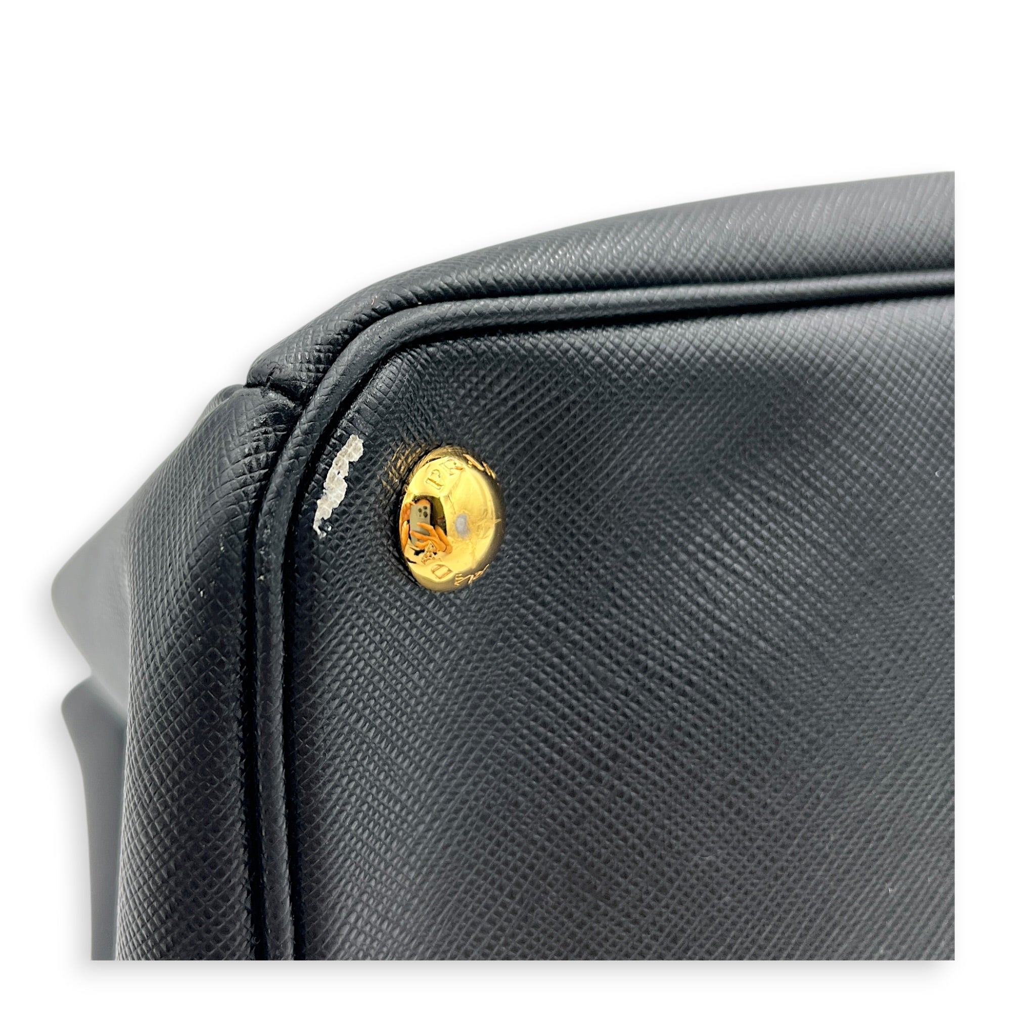 Galleria Top Handle Bag Large Black in Saffiano Leather, Gold hardware