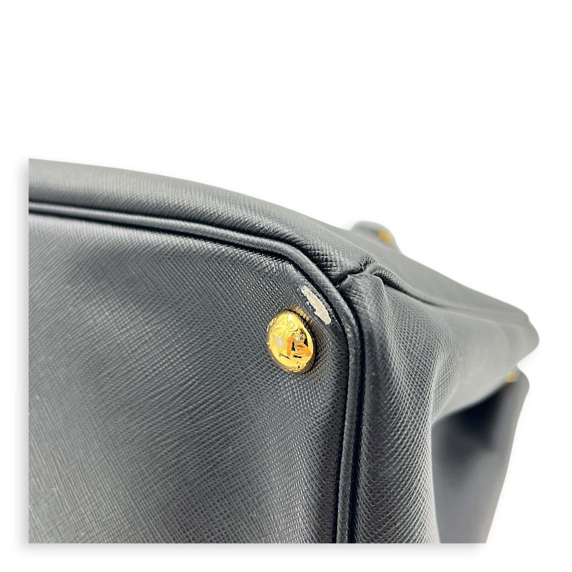 Galleria Top Handle Bag Large Black in Saffiano Leather, Gold hardware