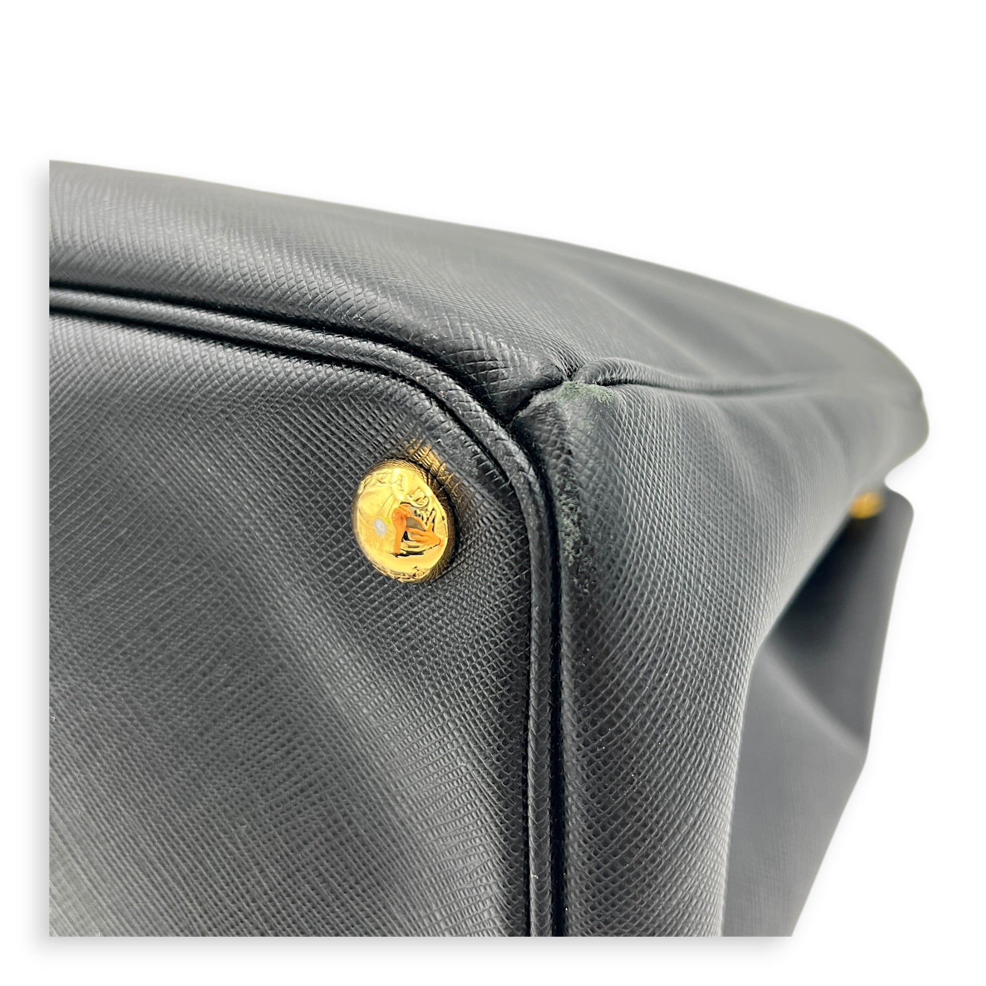 Galleria Top Handle Bag Large Black in Saffiano Leather, Gold hardware