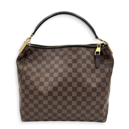 Portobello Shoulder Bag Ebene in Coated Canvas, Gold hardware