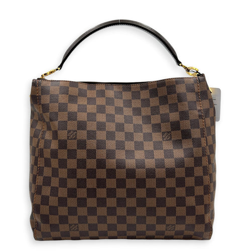 Portobello Shoulder Bag Ebene in Coated Canvas, Gold hardware