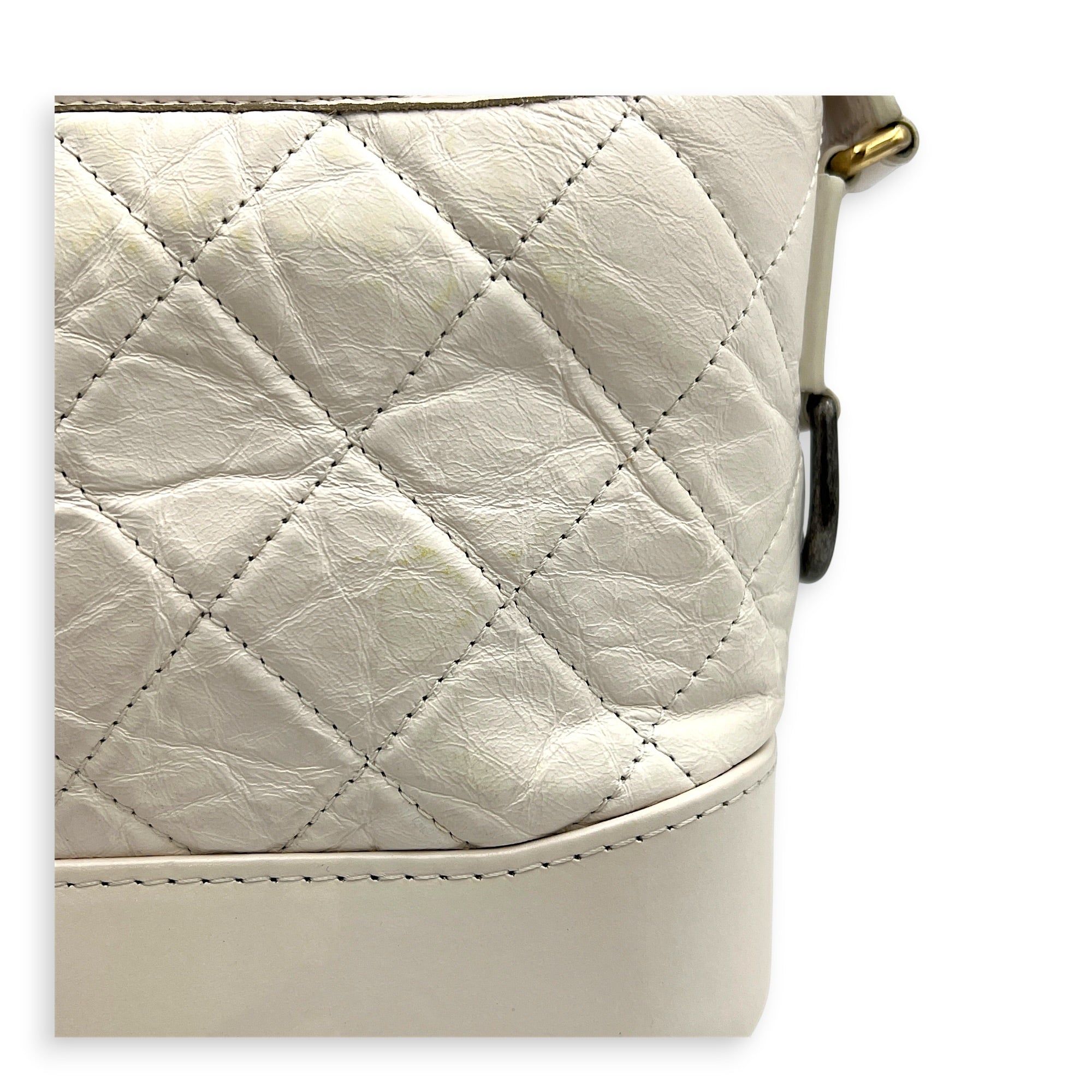 Gabrielle Shoulder Bag Small White in Calfskin, Mixed hardware
