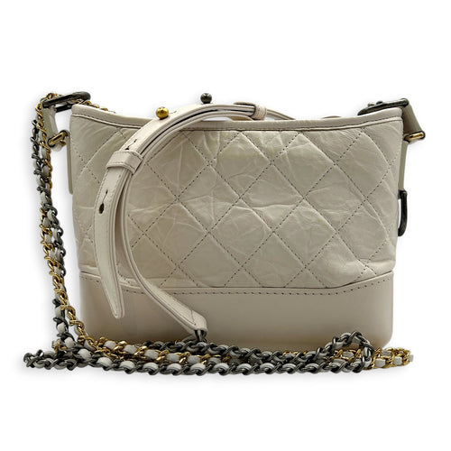 Gabrielle Shoulder Bag Small White in Calfskin, Mixed hardware
