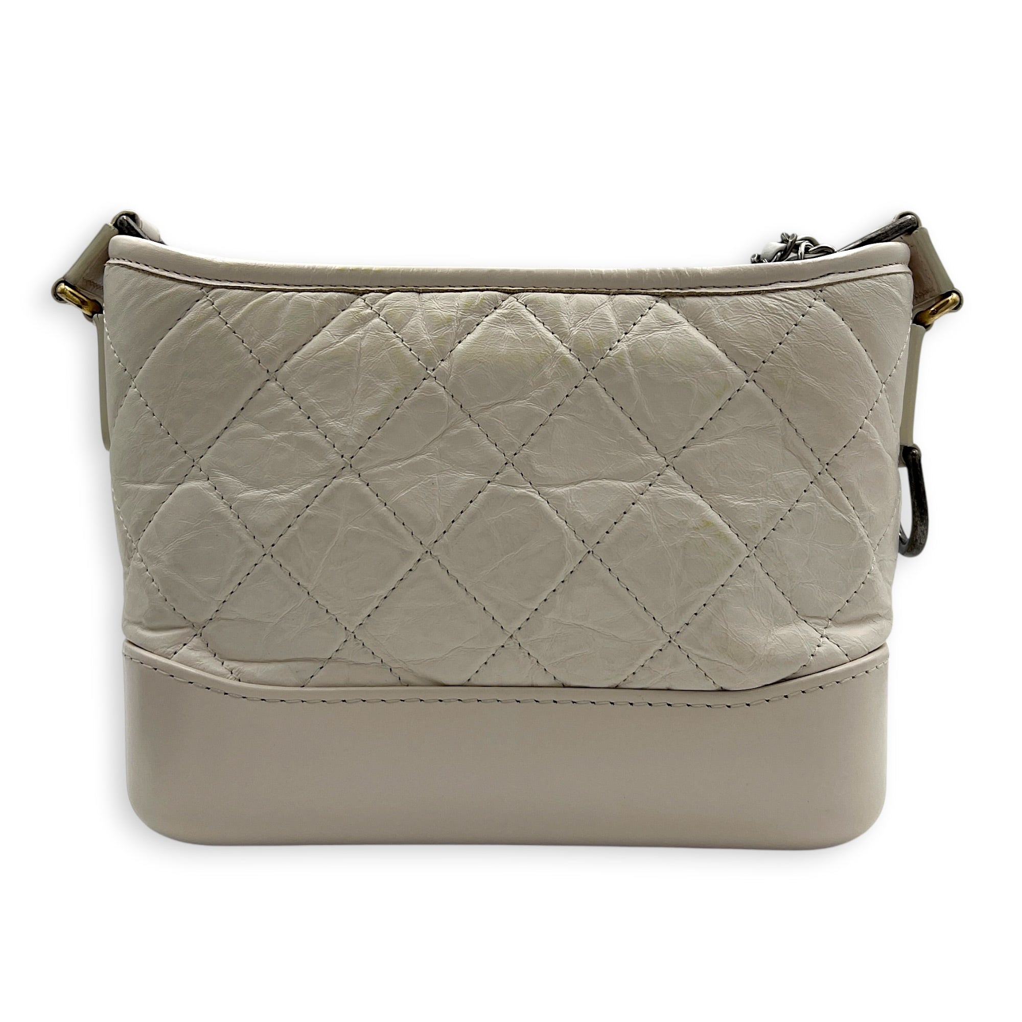 Gabrielle Shoulder Bag Small White in Calfskin, Mixed hardware