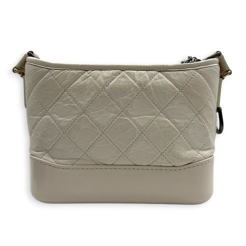 Gabrielle Shoulder Bag Small White in Calfskin, Mixed hardware