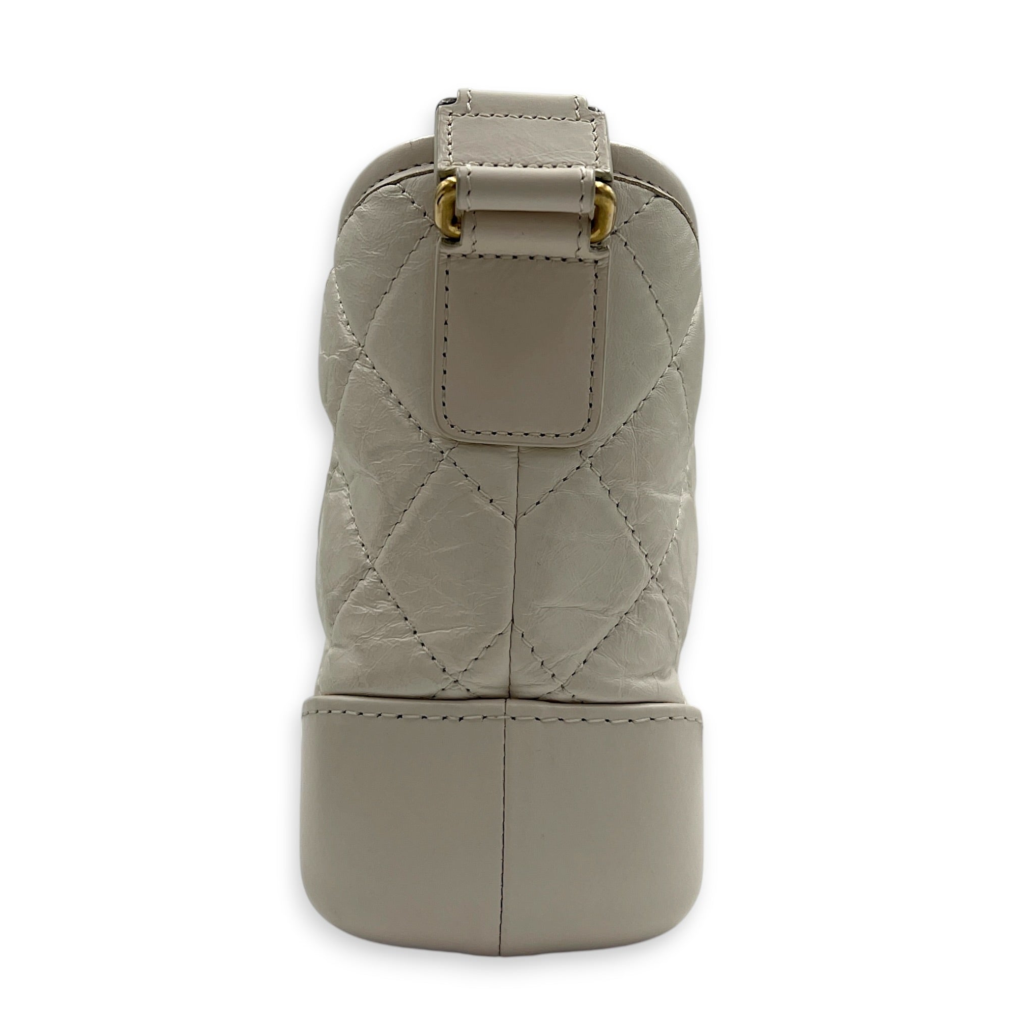 Gabrielle Shoulder Bag Small White in Calfskin, Mixed hardware