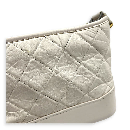 Gabrielle Shoulder Bag Small White in Calfskin, Mixed hardware